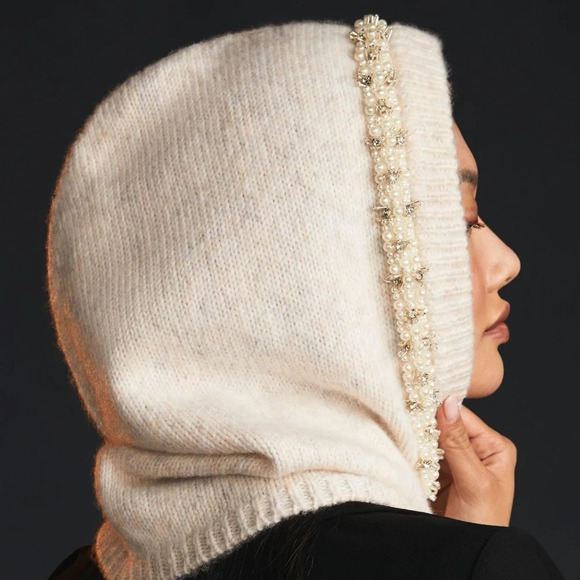 Anthropologie Embellished Knit Hood